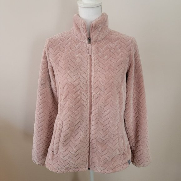 Free Country Women's Pink Chevron Butter Pile Zipper Jacket M - Picture 1 of 7